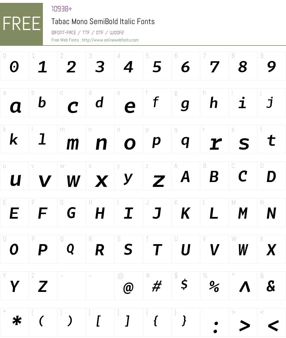Tabac Mono SemiBold Font Screenshots