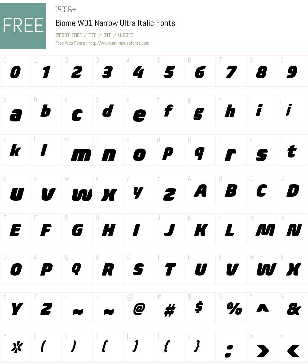 BiomeW01-NarrowUltraItalic Font Screenshots