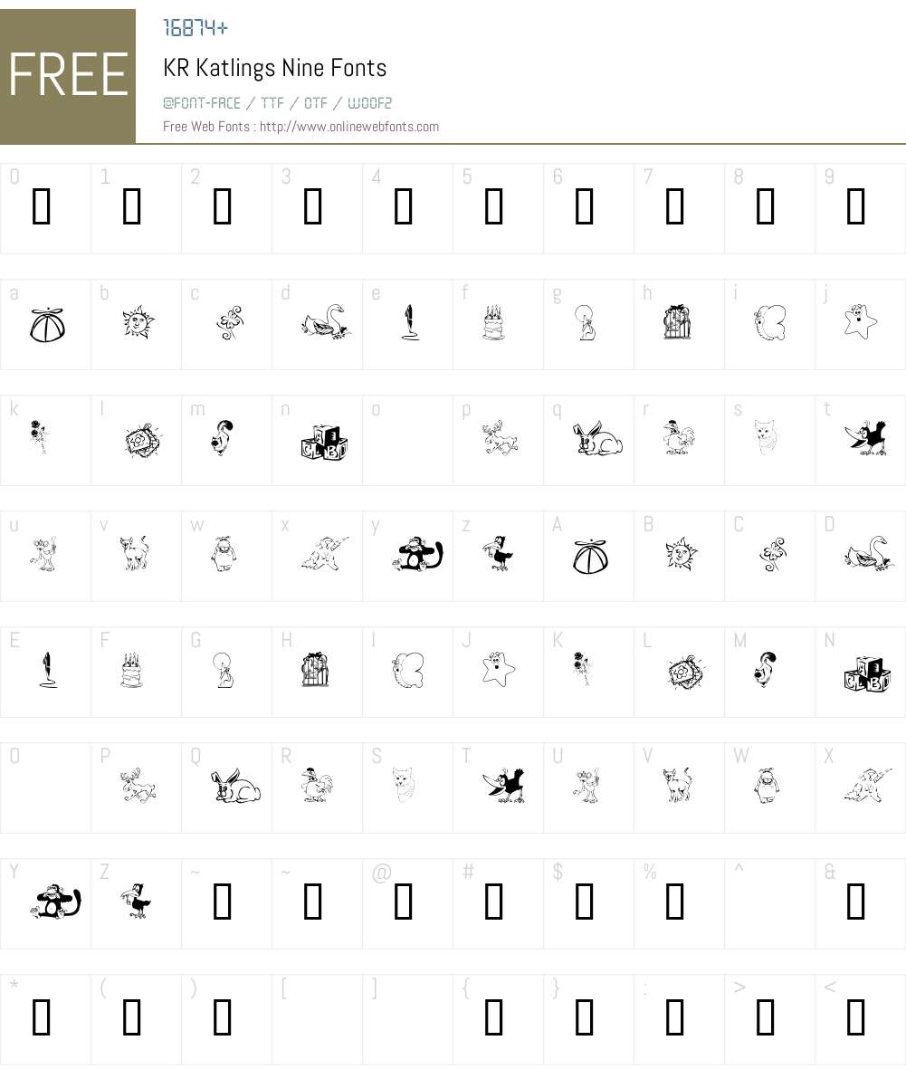 KR Katlings Nine Font Screenshots