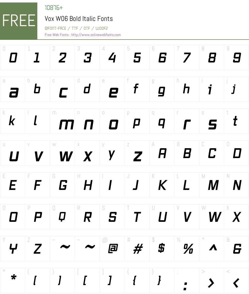 Vox Font Screenshots