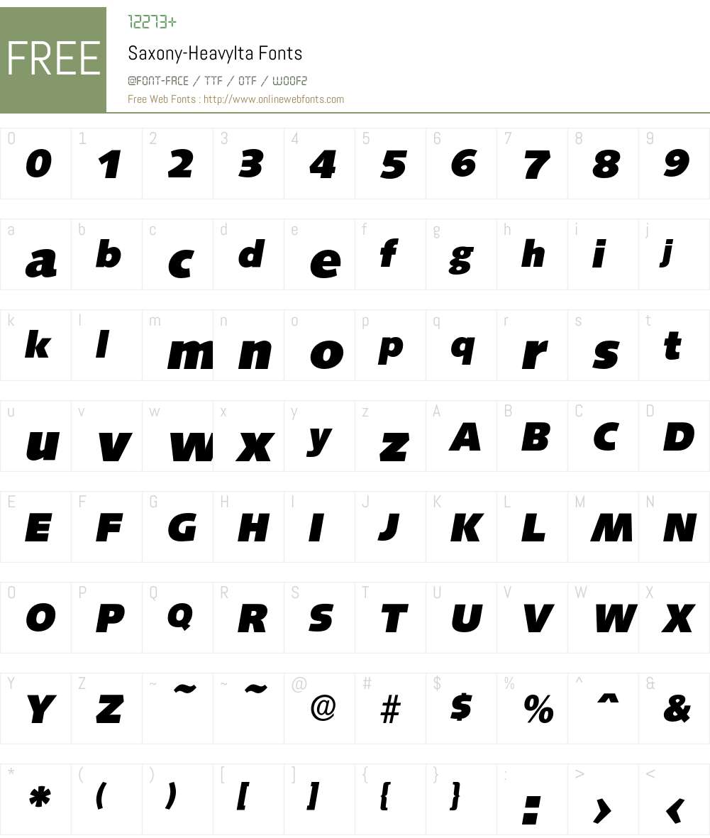 Saxony-HeavyIta Font Screenshots