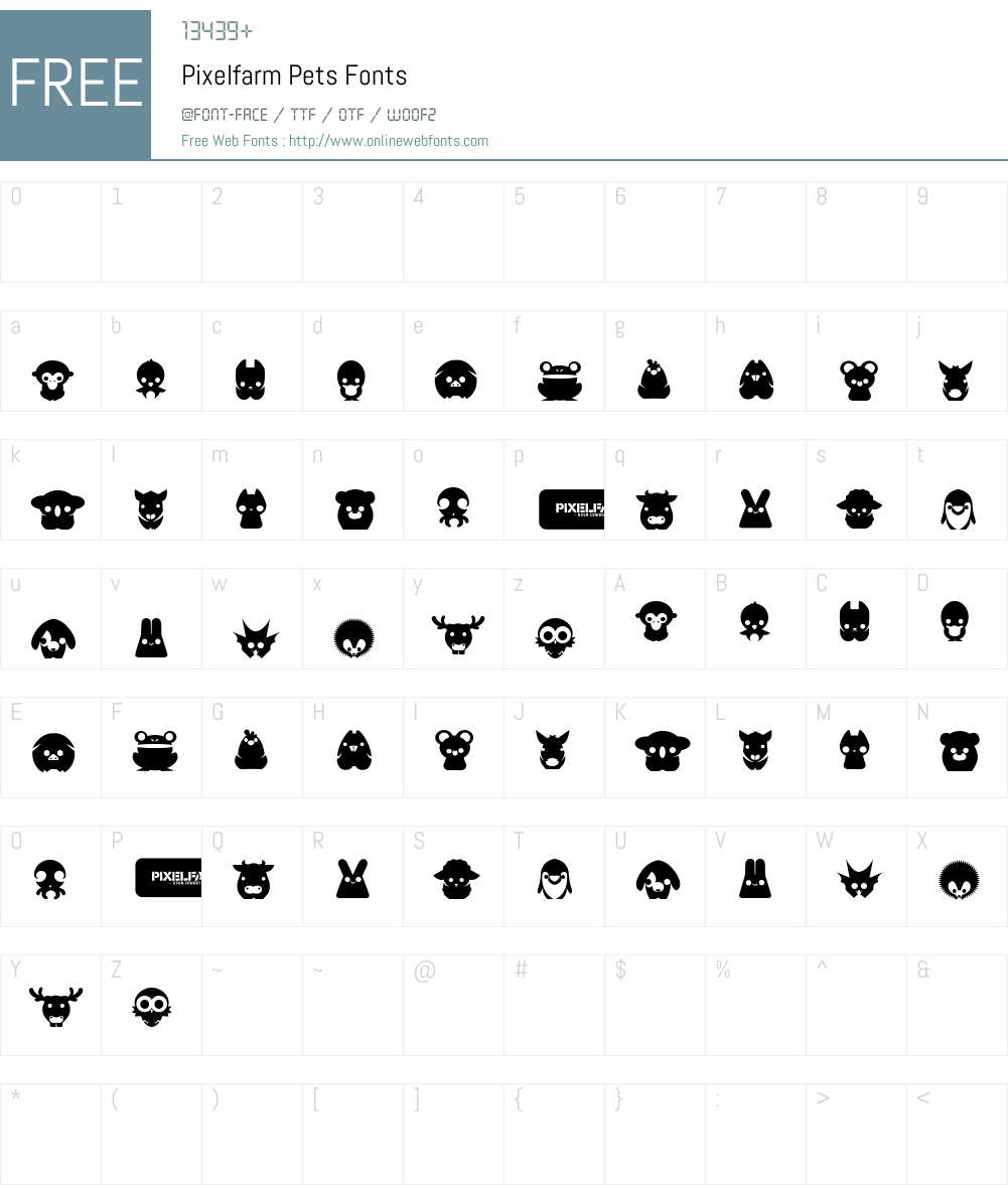 Pixelfarm Pets (united) Font Screenshots