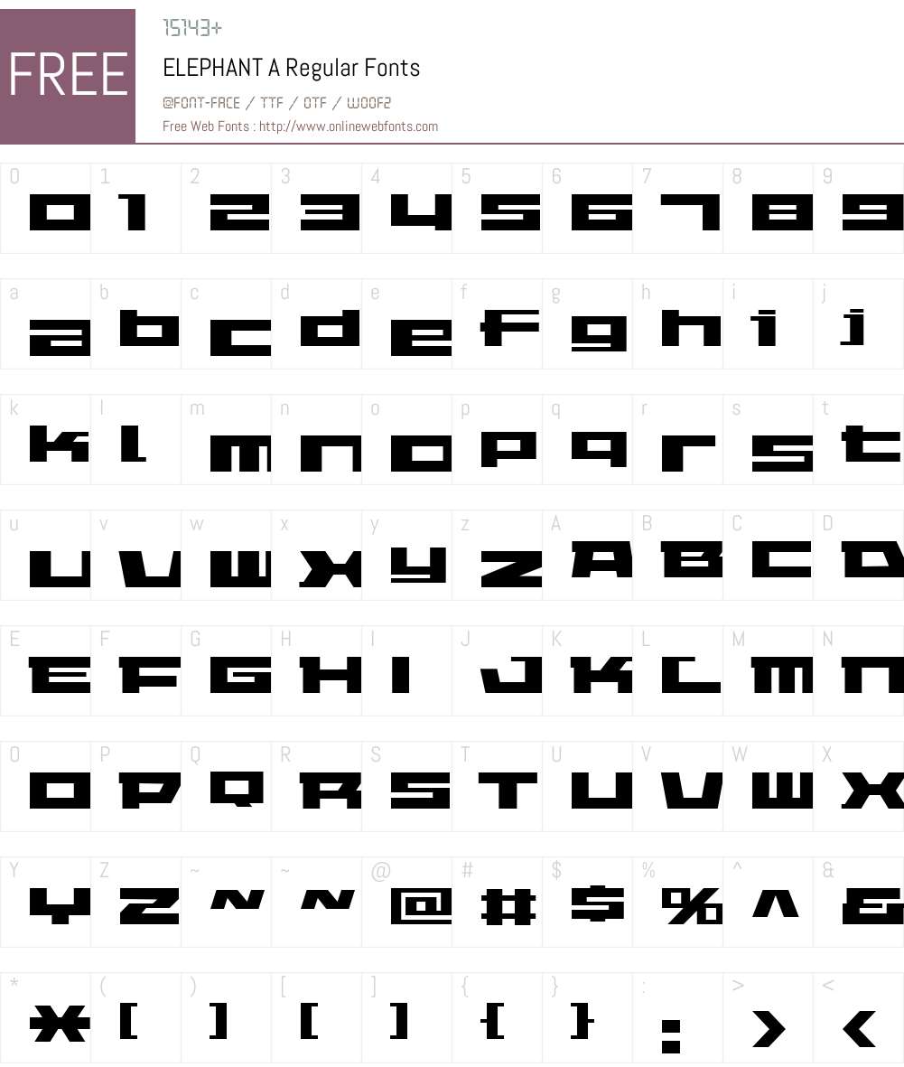 ELEPHANT Font Screenshots
