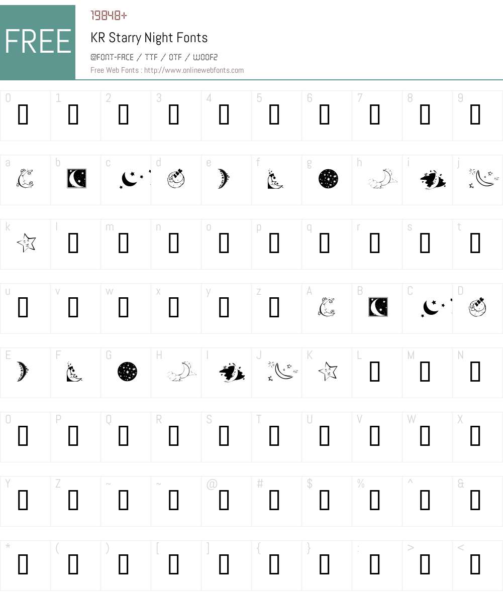KR Starry Night Font Screenshots