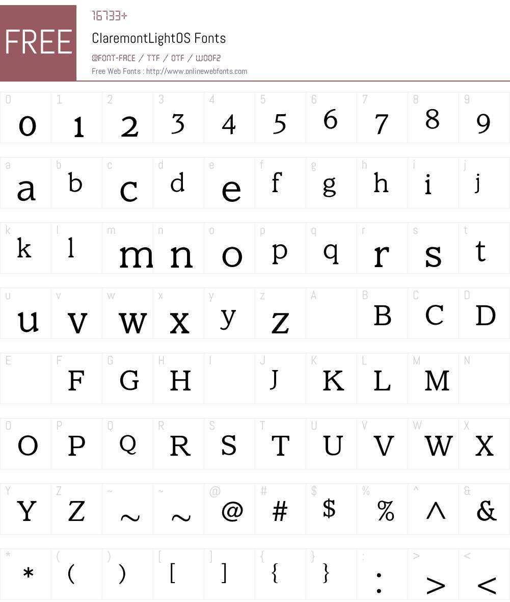 ClaremontLightOS Font Screenshots