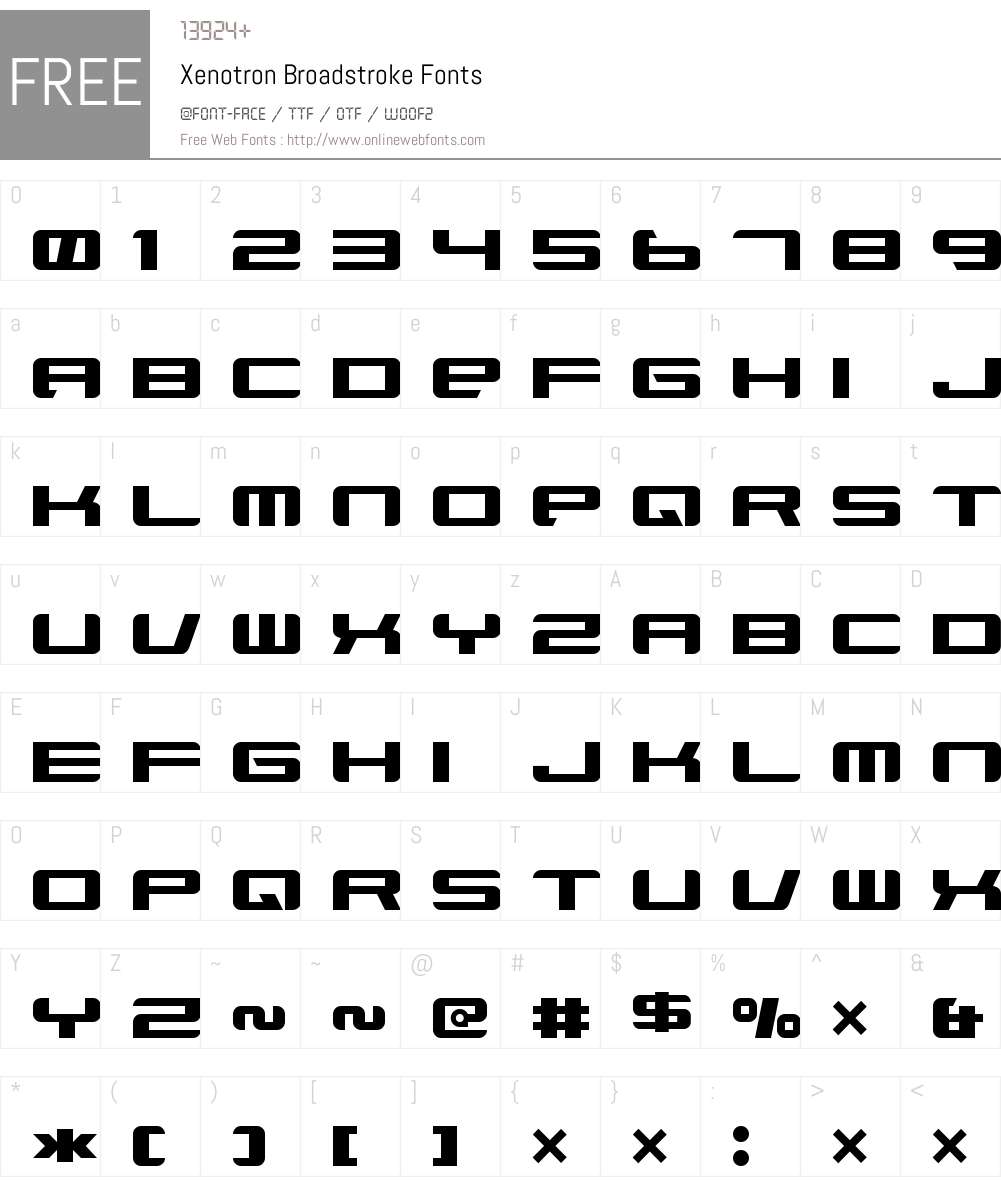 Xenotron Broadstroke Font Screenshots