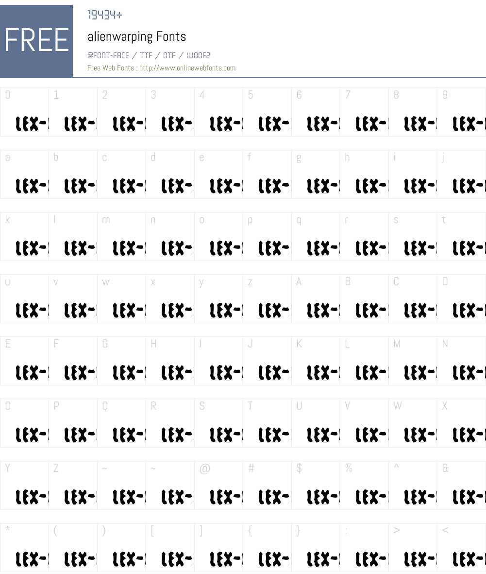 alienwarping Font Screenshots