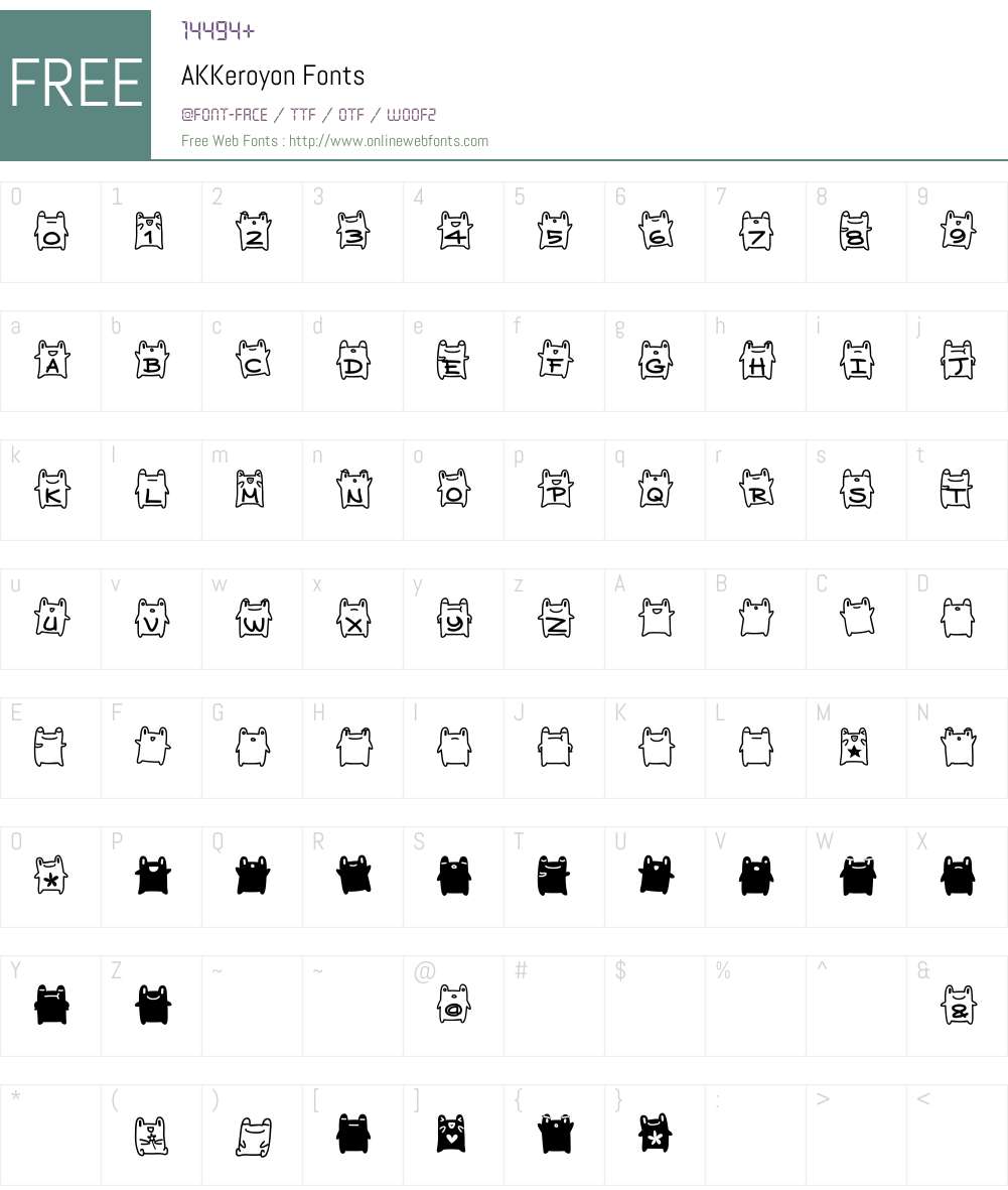 AKKeroyon Font Screenshots