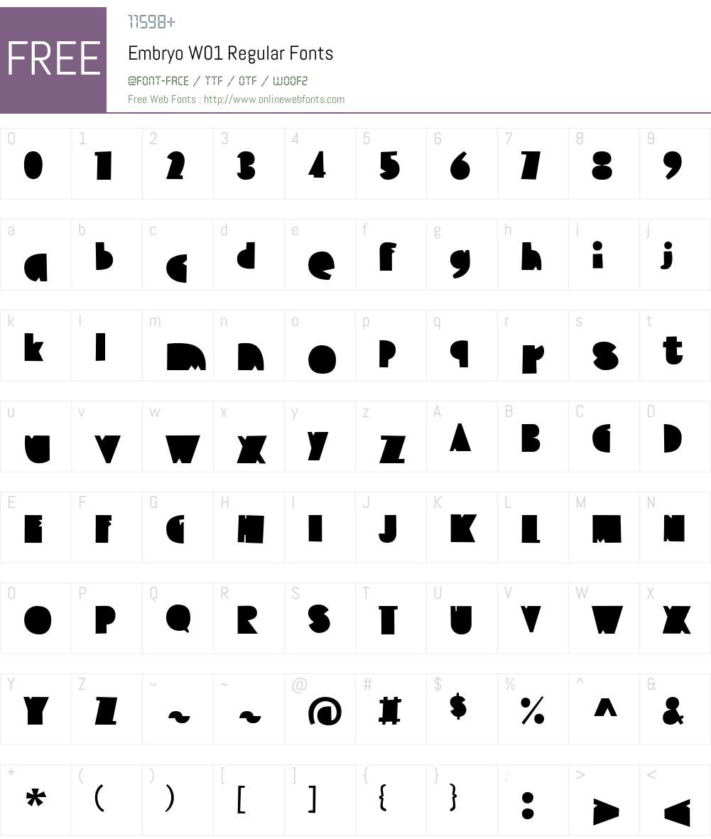 EmbryoW01-Regular Font Screenshots