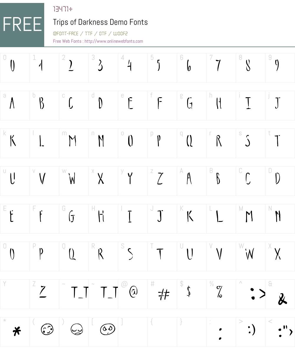 Trips of Darkness Demo Font Screenshots