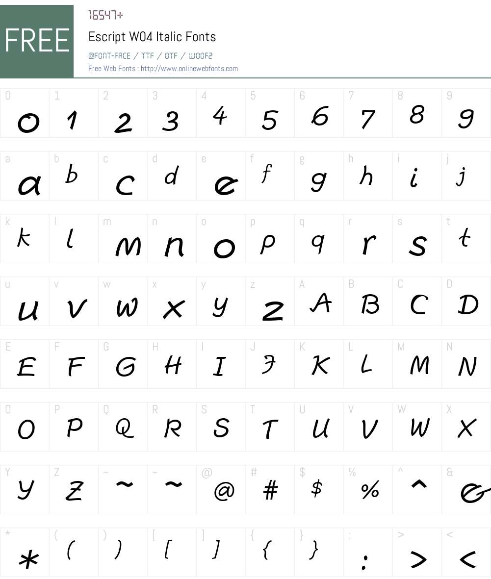 Escript Font Screenshots