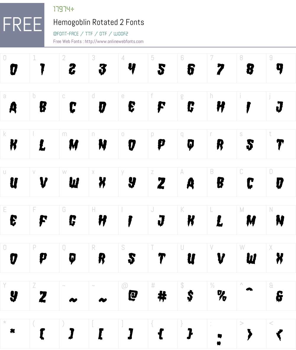 Hemogoblin Rotated 2 Font Screenshots