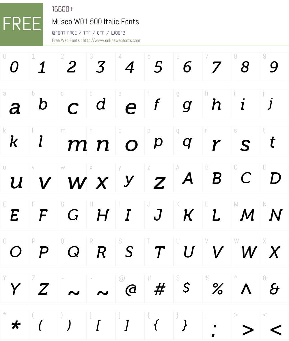 MuseoW01-500Italic Font Screenshots