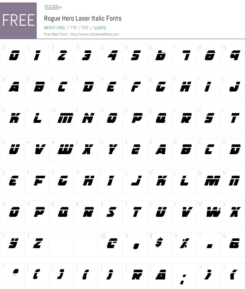 Rogue Hero Laser Italic Font Screenshots