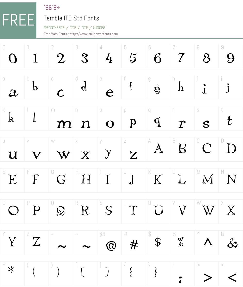 Temble ITC Std Font Screenshots