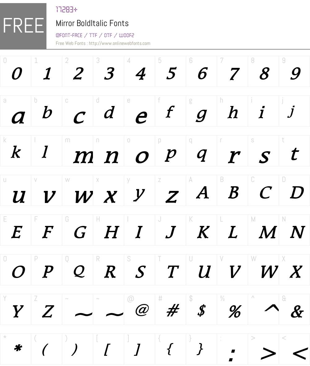 Mirror Font Screenshots