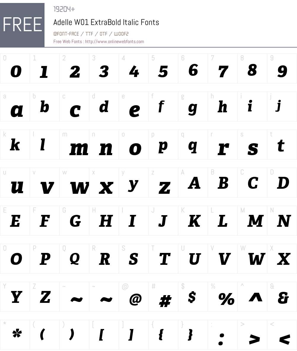 AdelleW01-ExtraBoldItalic Font Screenshots