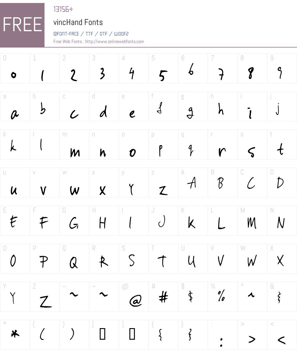 vincHand Font Screenshots