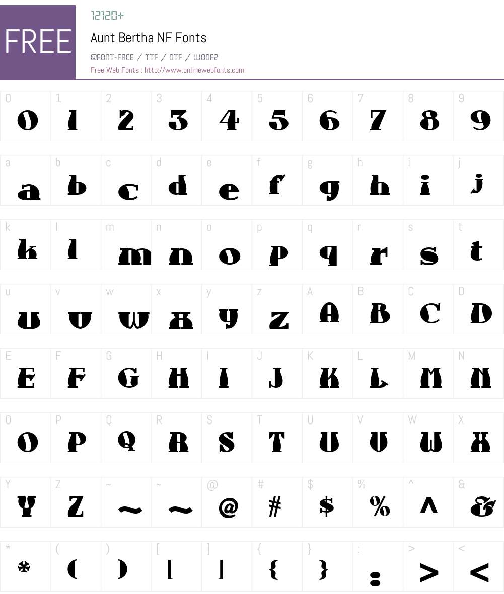 Aunt Bertha NF Font Screenshots