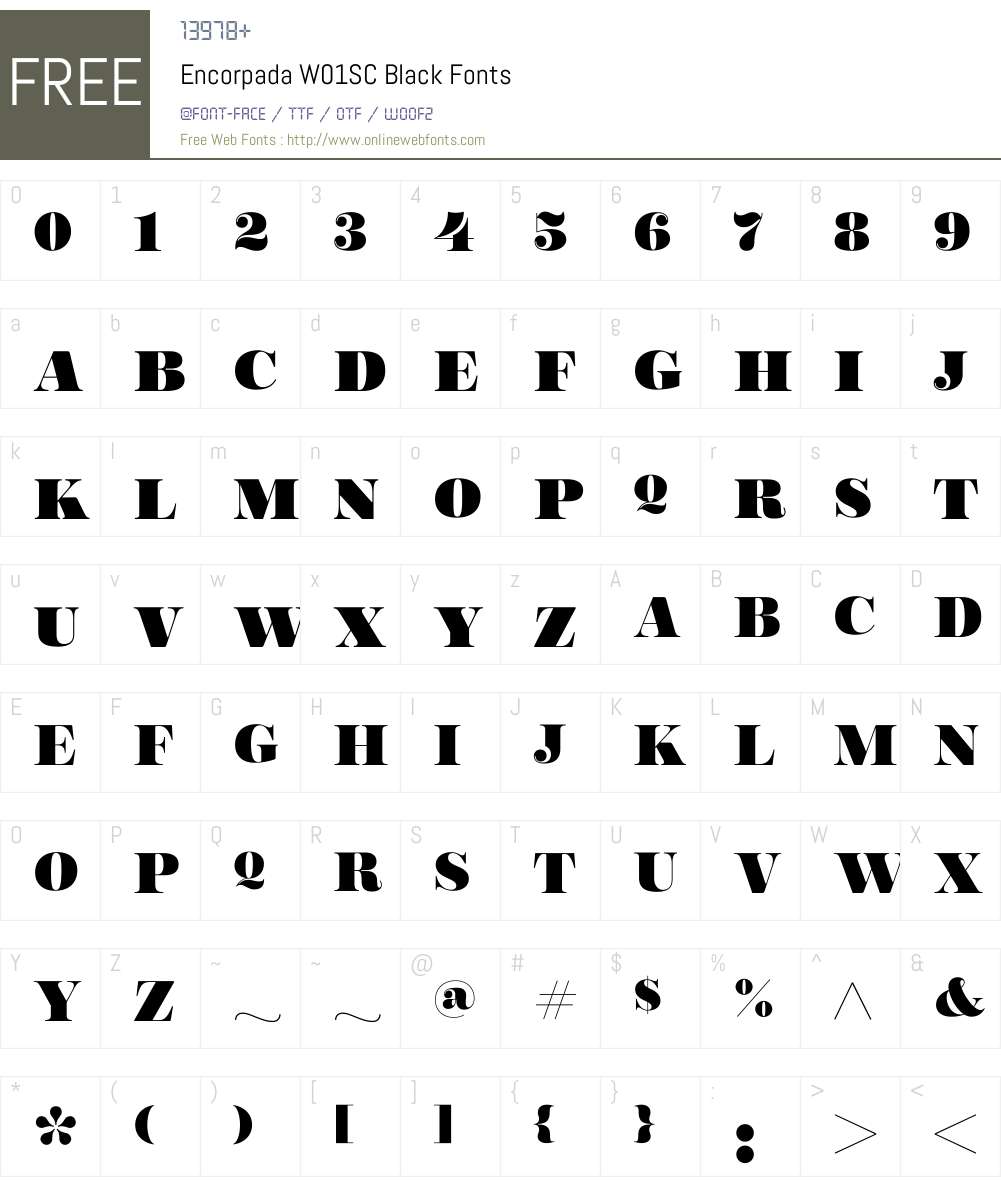 EncorpadaW01SC-Black Font Screenshots
