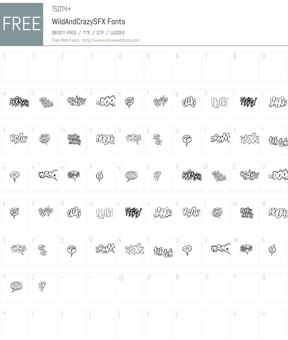 WildAndCrazySFX Font Screenshots
