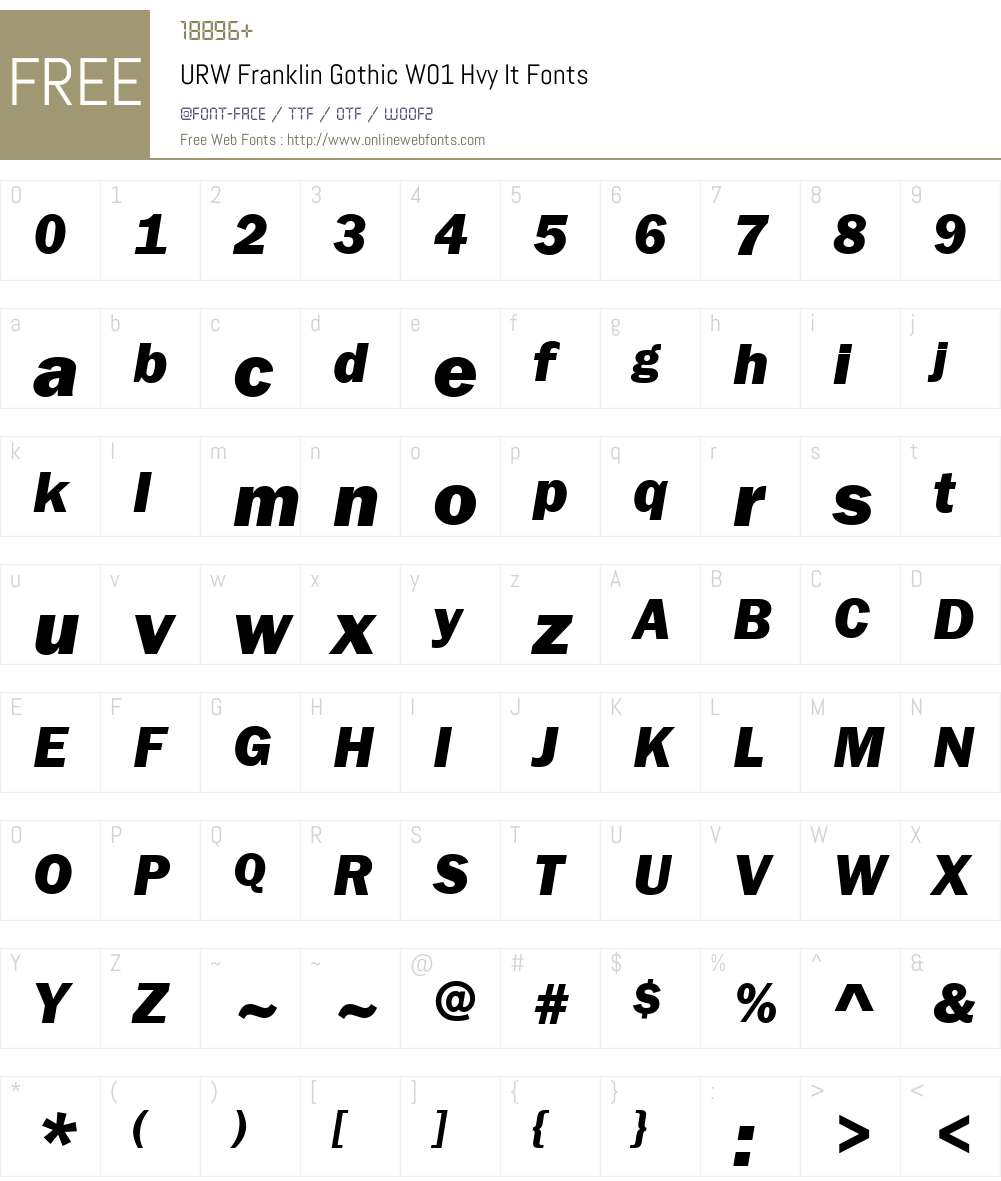 URWFranklinGothicW01-HvyIt Font Screenshots