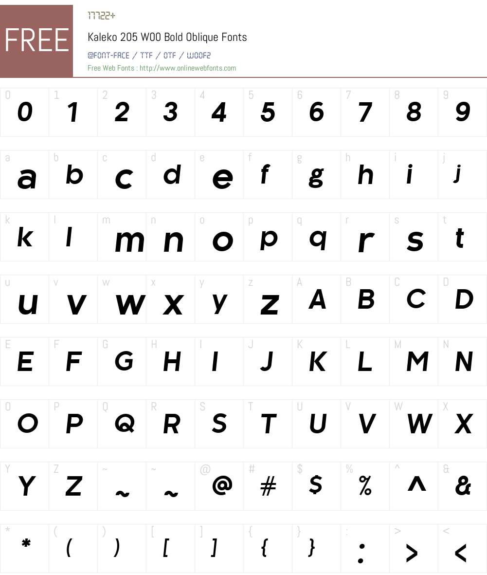 Kaleko205W00-BoldOblique Font Screenshots