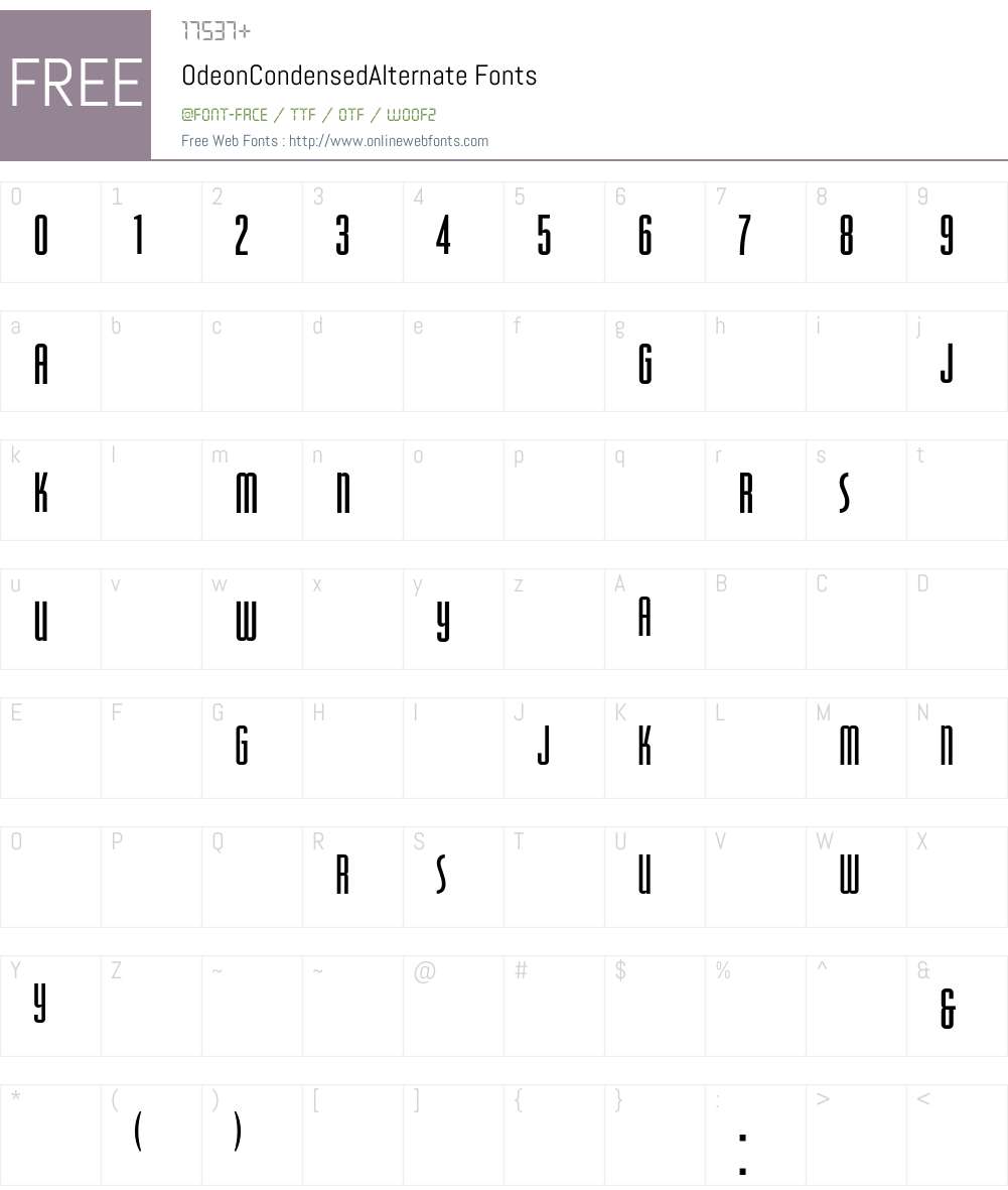 OdeonCondensedAlternate Font Screenshots