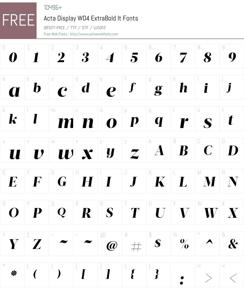 Acta Display Font Screenshots