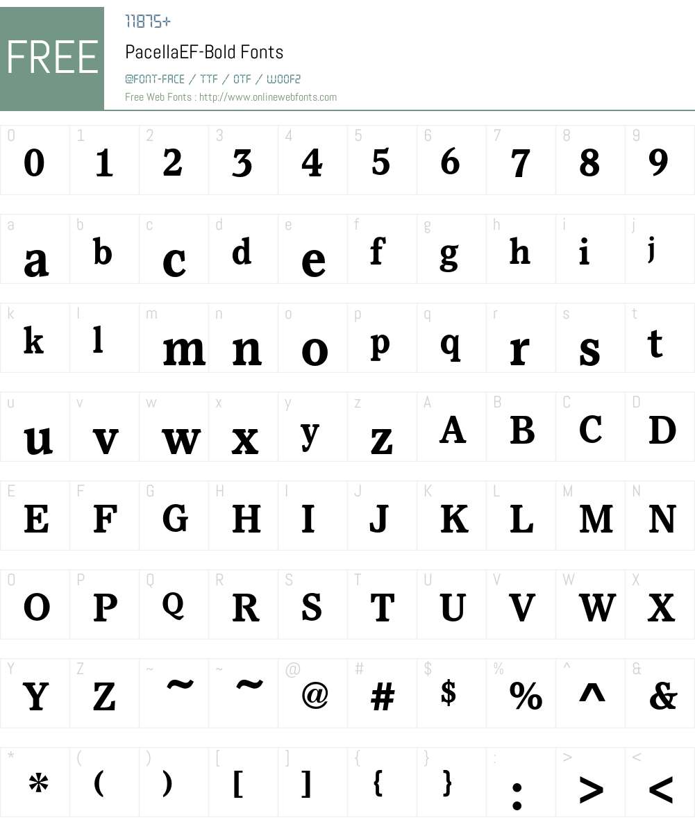 PacellaEF-Bold Font Screenshots