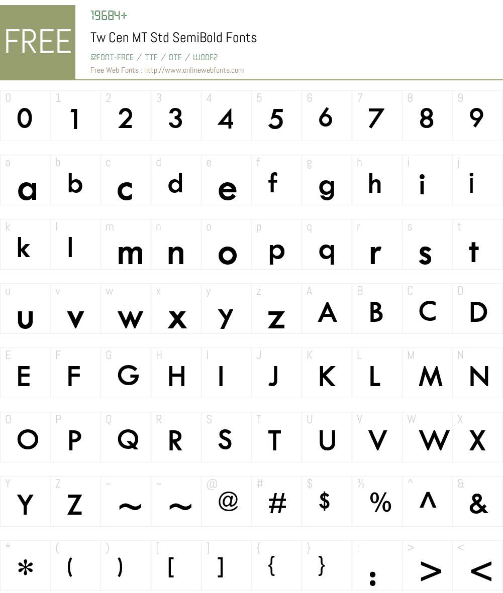 Tw Cen MT Std Font Screenshots
