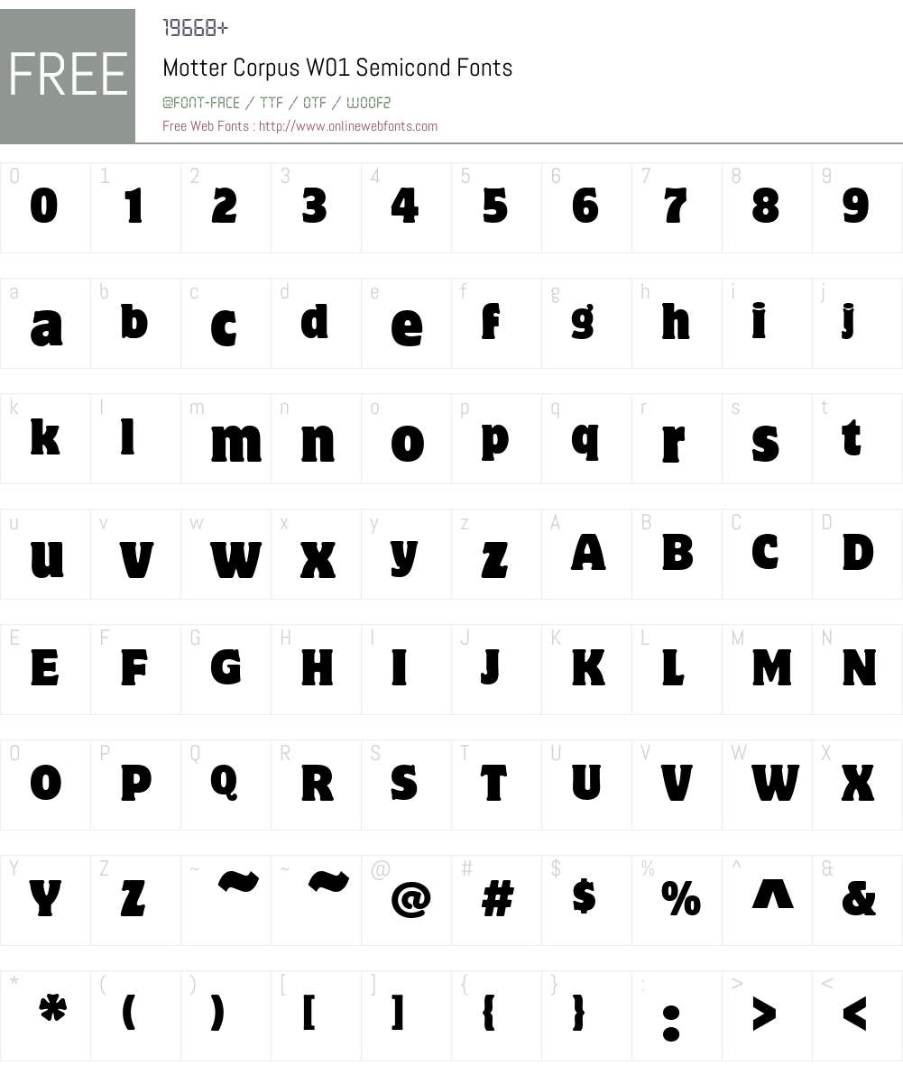 MotterCorpusW01-Semicond Font Screenshots