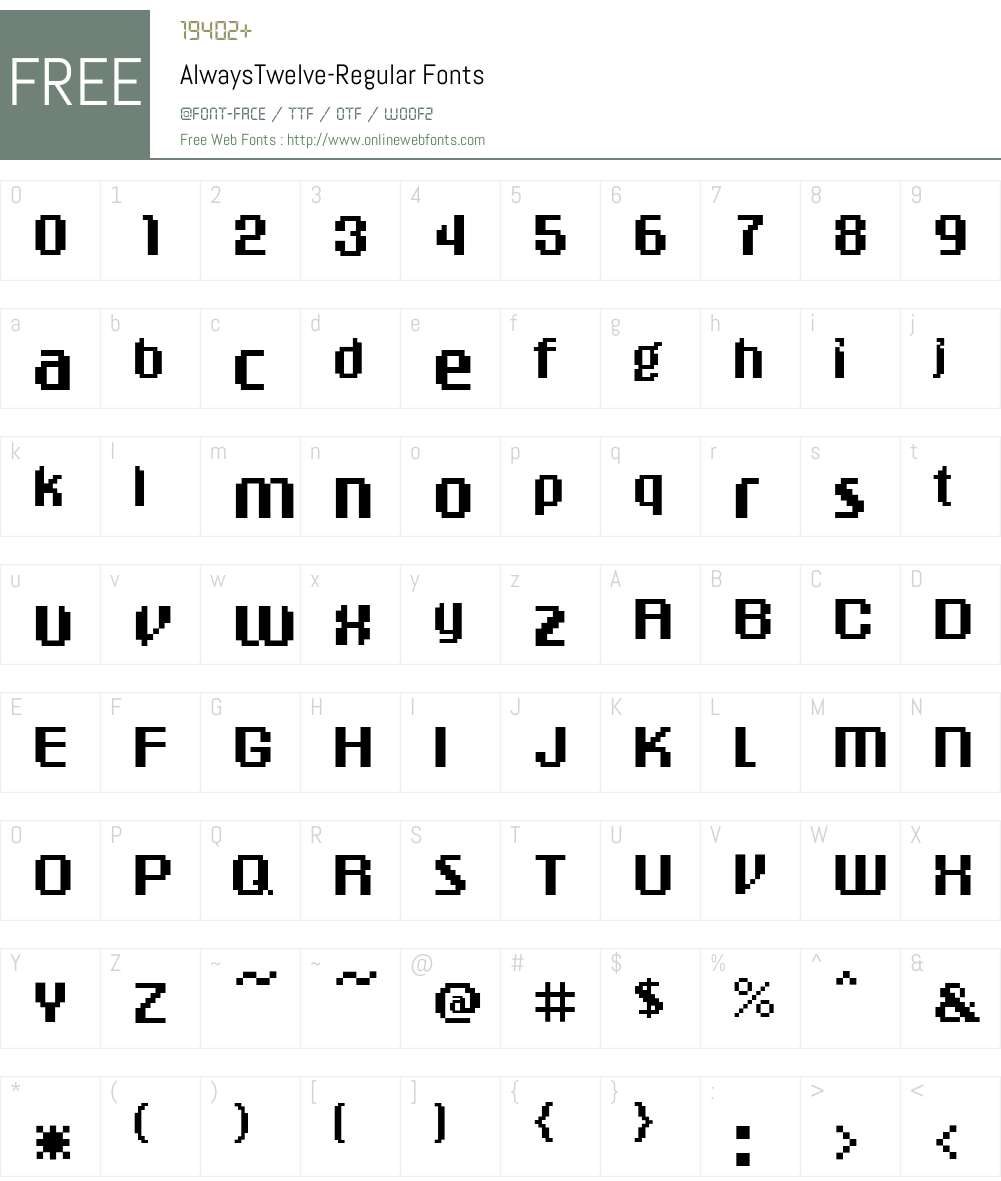 AlwaysTwelve Font Screenshots