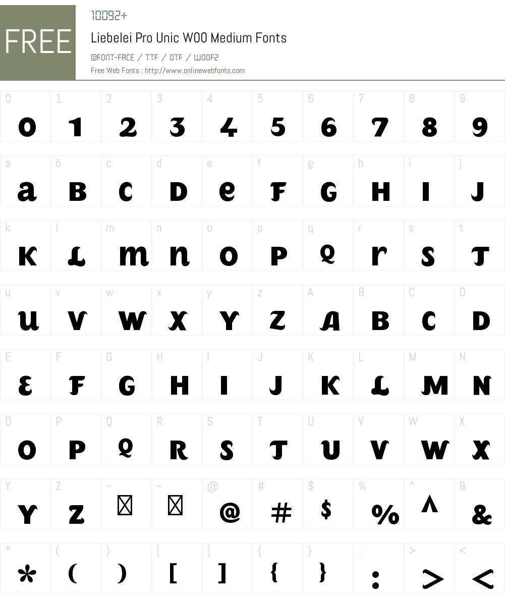 LiebeleiProUnicW00-Medium Font Screenshots