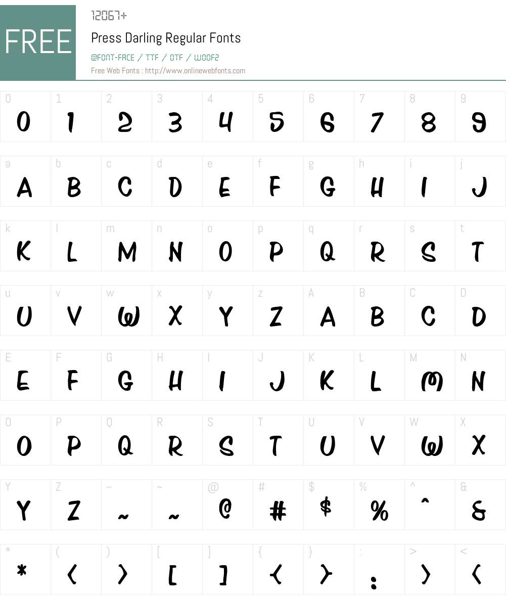 Press Darling Font Screenshots