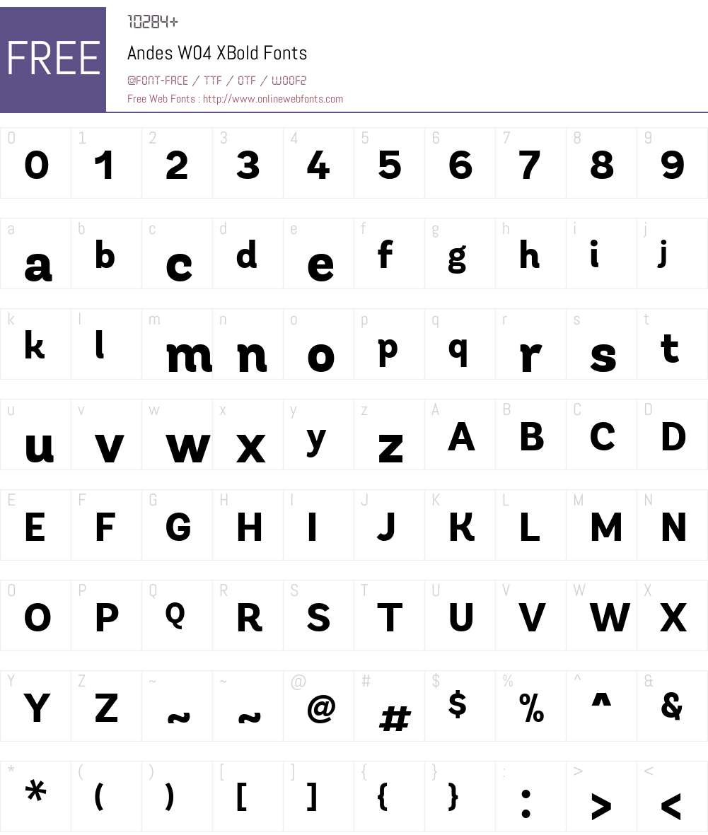 AndesW04-XBold Font Screenshots