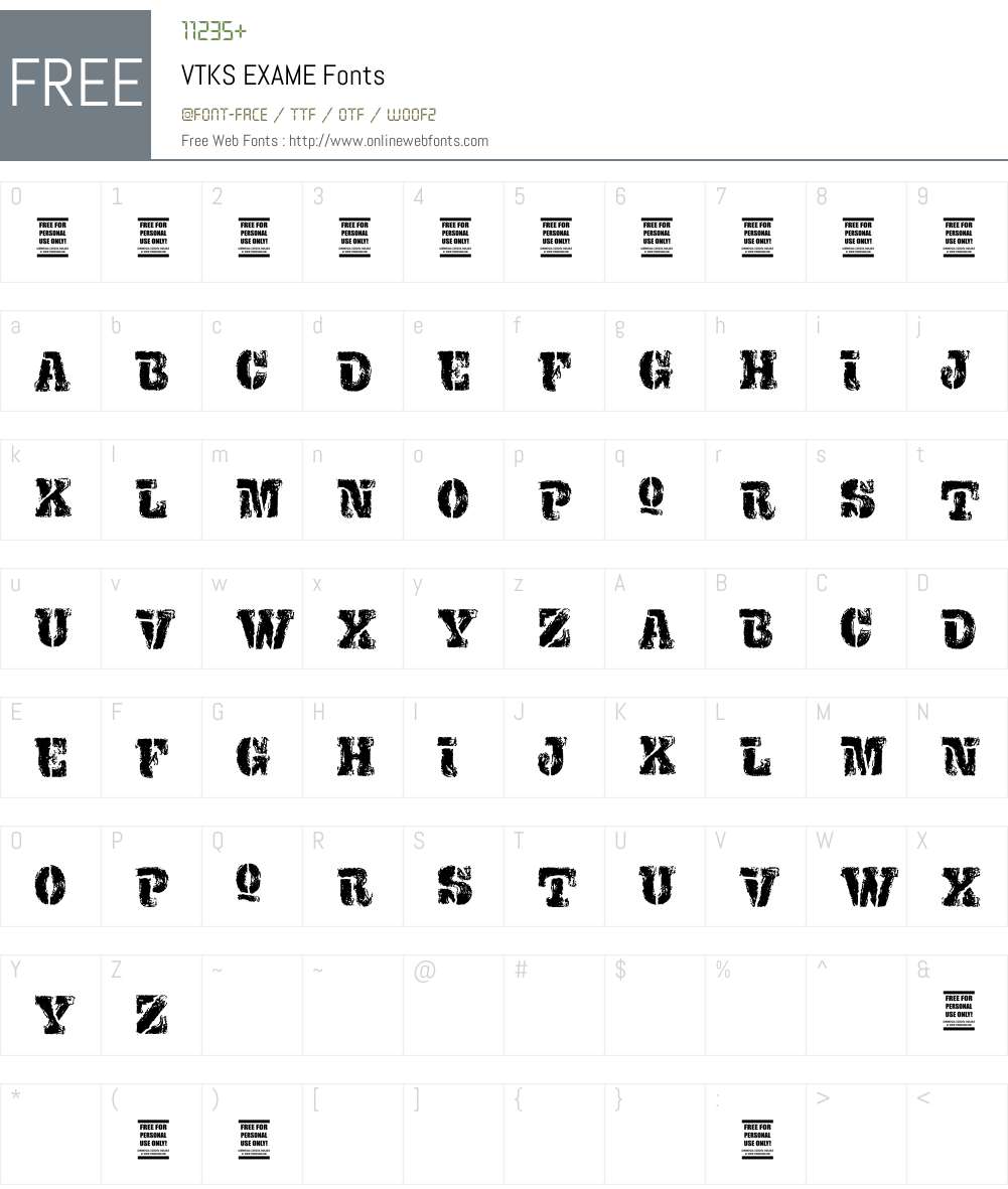 VTKS EXAME Font Screenshots