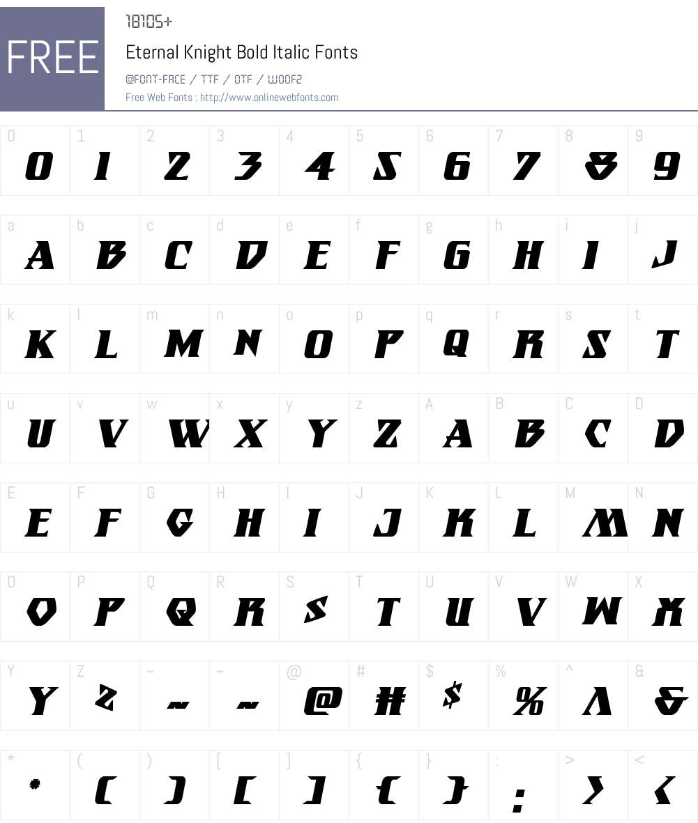 Eternal Knight Bold Italic Font Screenshots