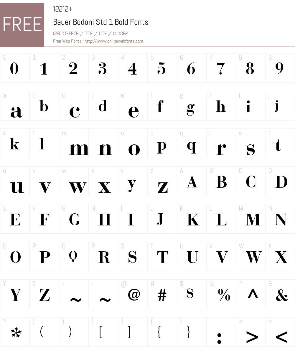 Bauer Bodoni Std 1 Font Screenshots
