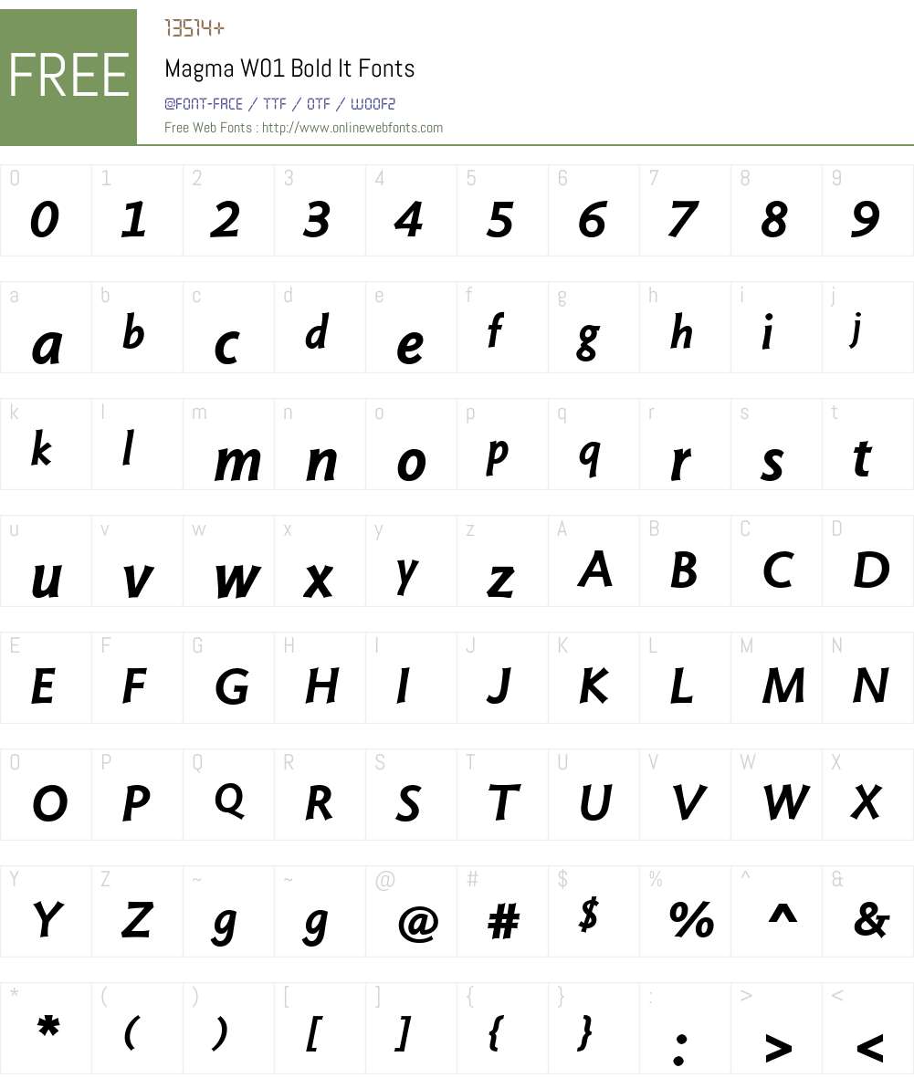 MagmaW01-BoldIt Font Screenshots