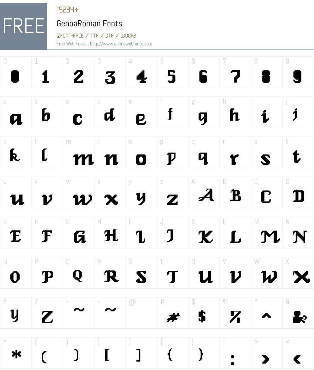 GenoaRoman Font Screenshots