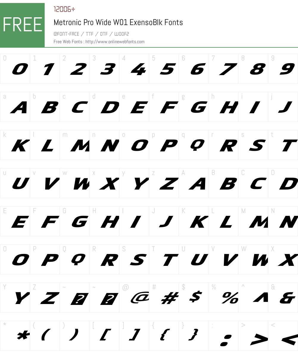 MetronicProWideW01-ExensoBlk Font Screenshots
