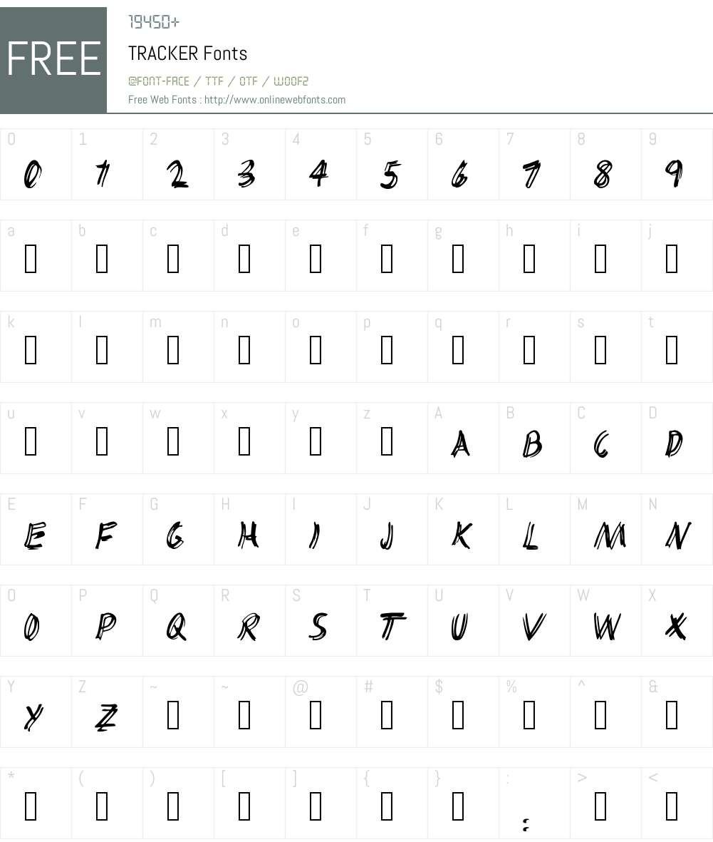 TRACKER Font Screenshots