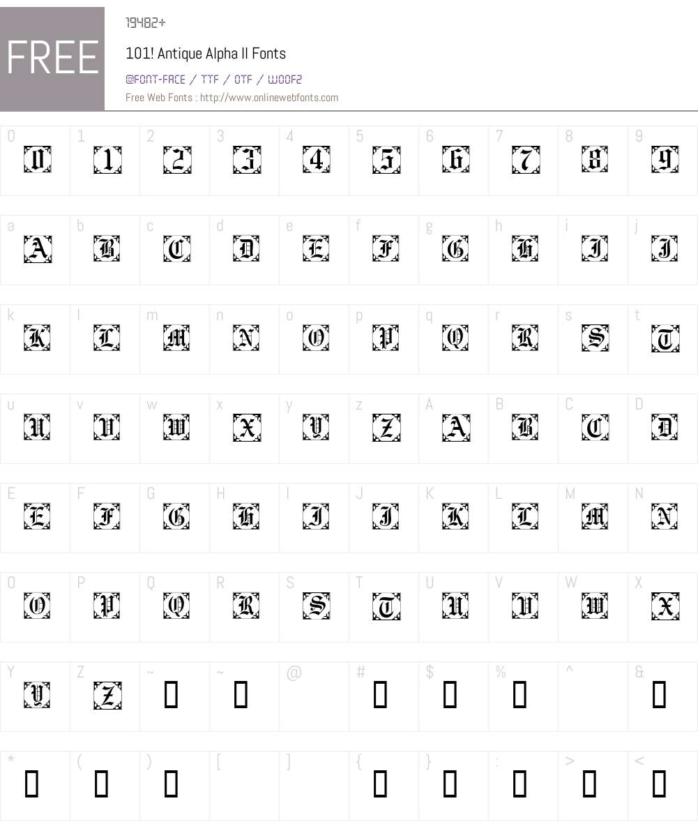 101! Antique Alpha II Font Screenshots