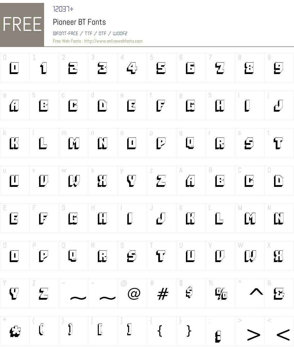 Pioneer BT Font Screenshots