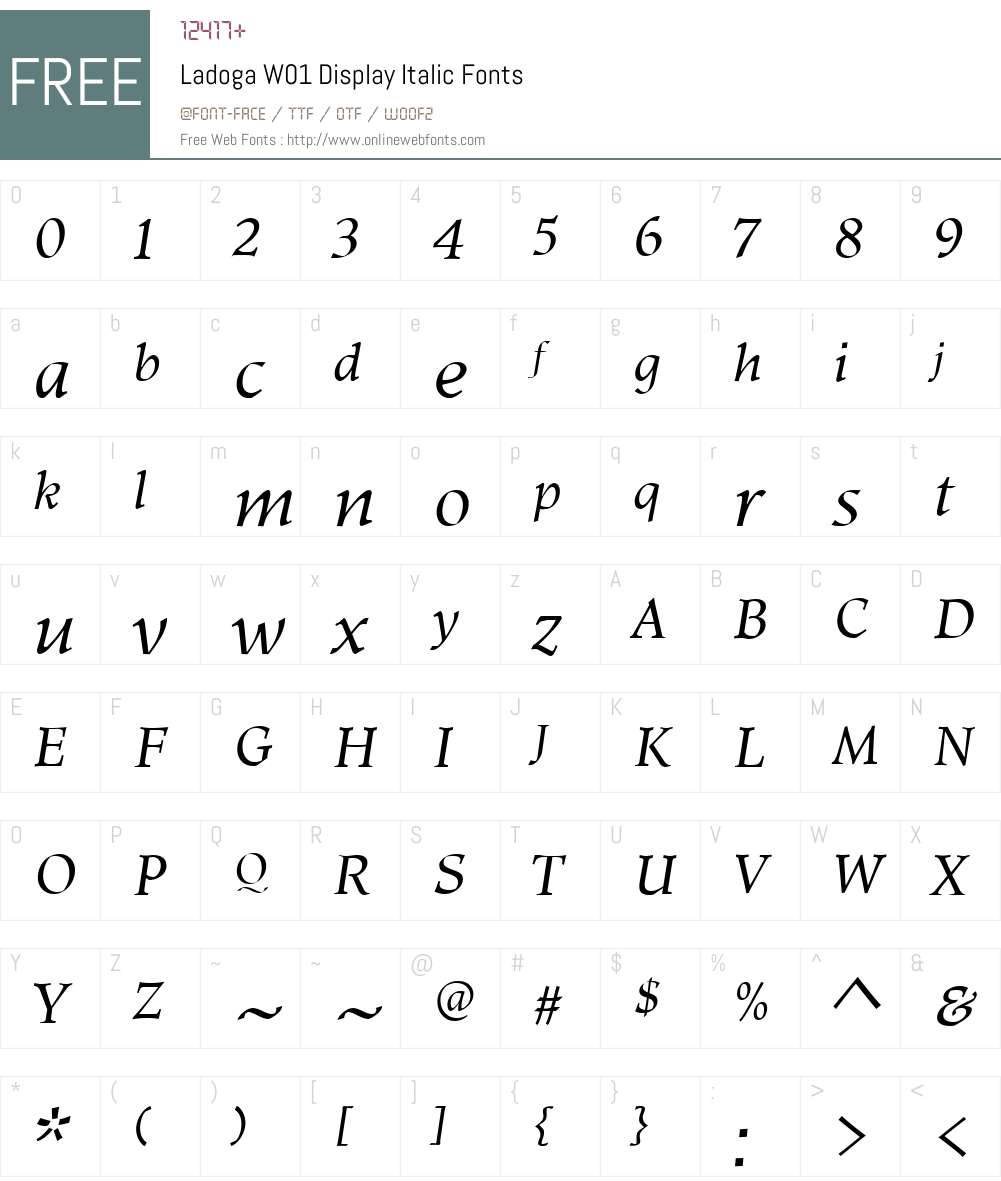 LadogaW01-DisplayItalic Font Screenshots