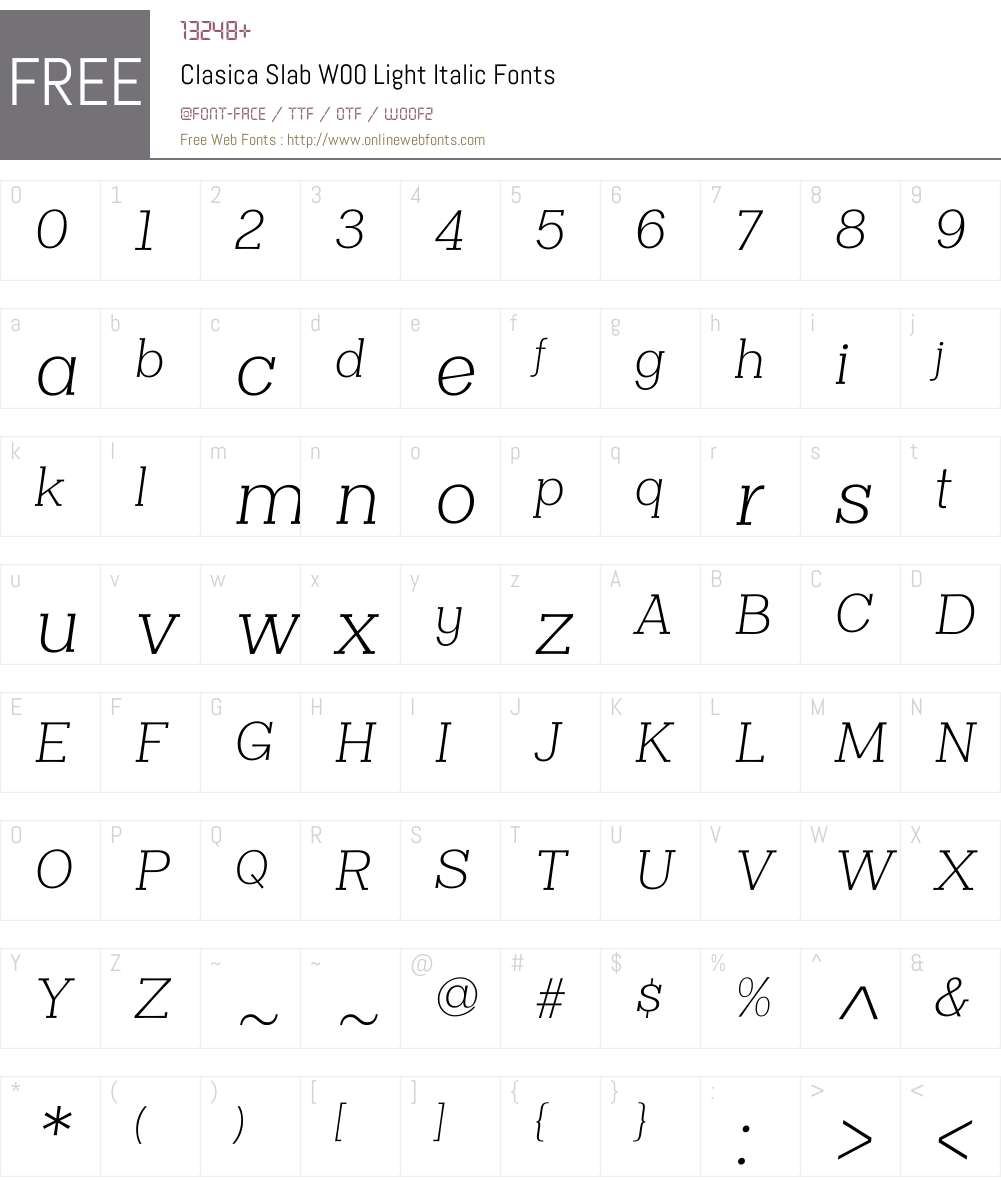 ClasicaSlabW00-LightItalic Font Screenshots