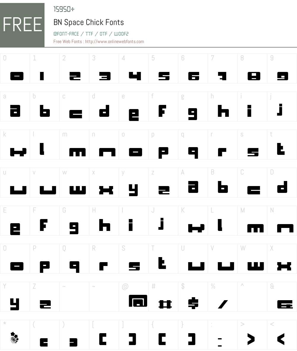 BN Space Chick Font Screenshots