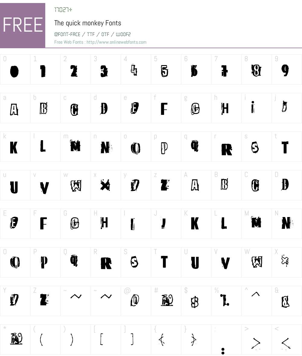 The quick monkey Font Screenshots