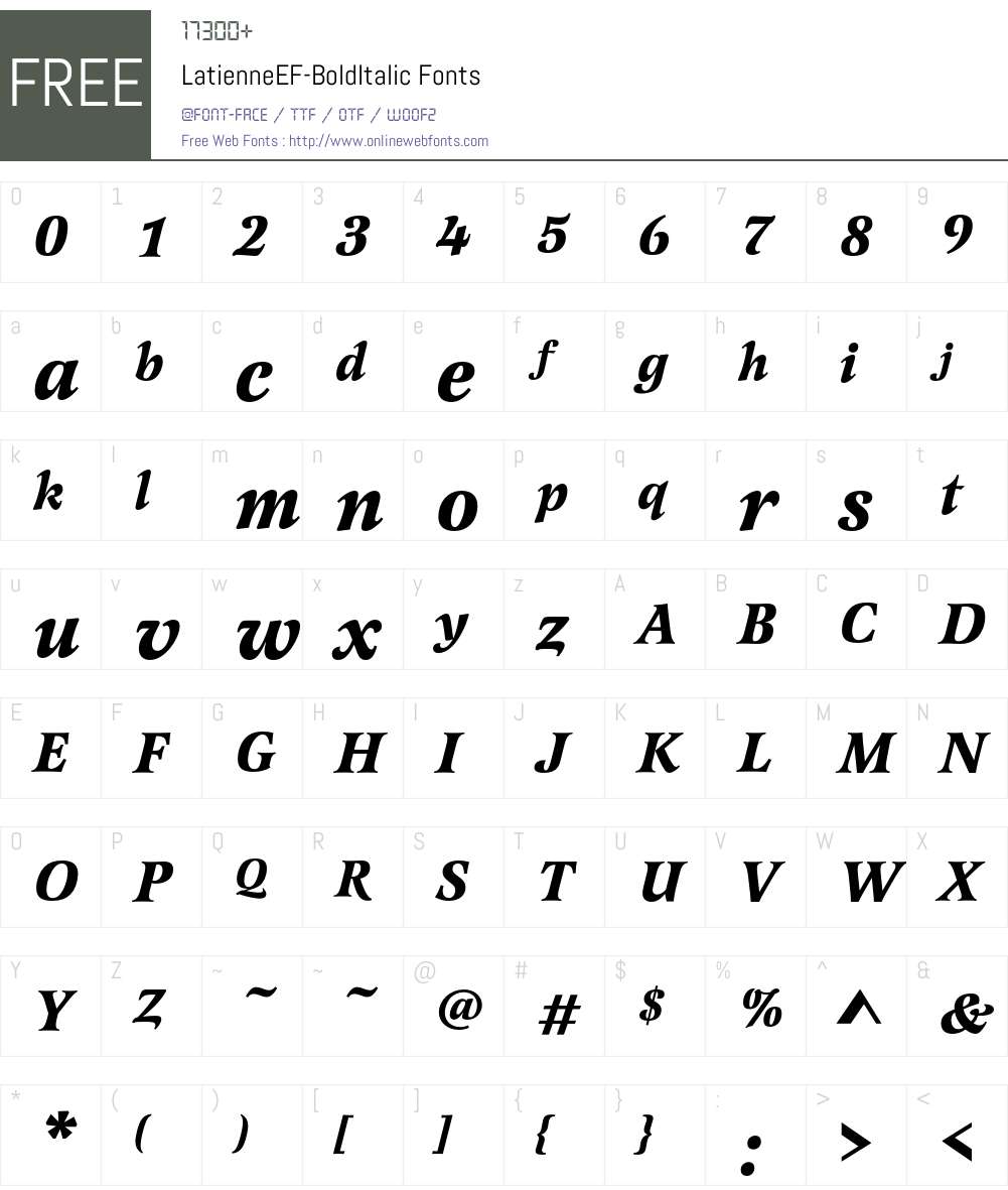 LatienneEF-BoldItalic Font Screenshots